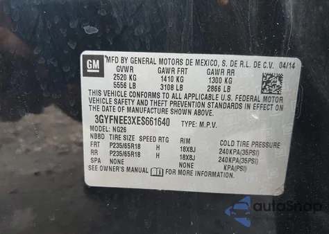 2014 Cadillac Srx Luxury Collection из США, поврежденный, VIN 3GYFNEE3XES661640